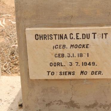 TOIT Christina G.E., du nee MOCKE 1871-1949