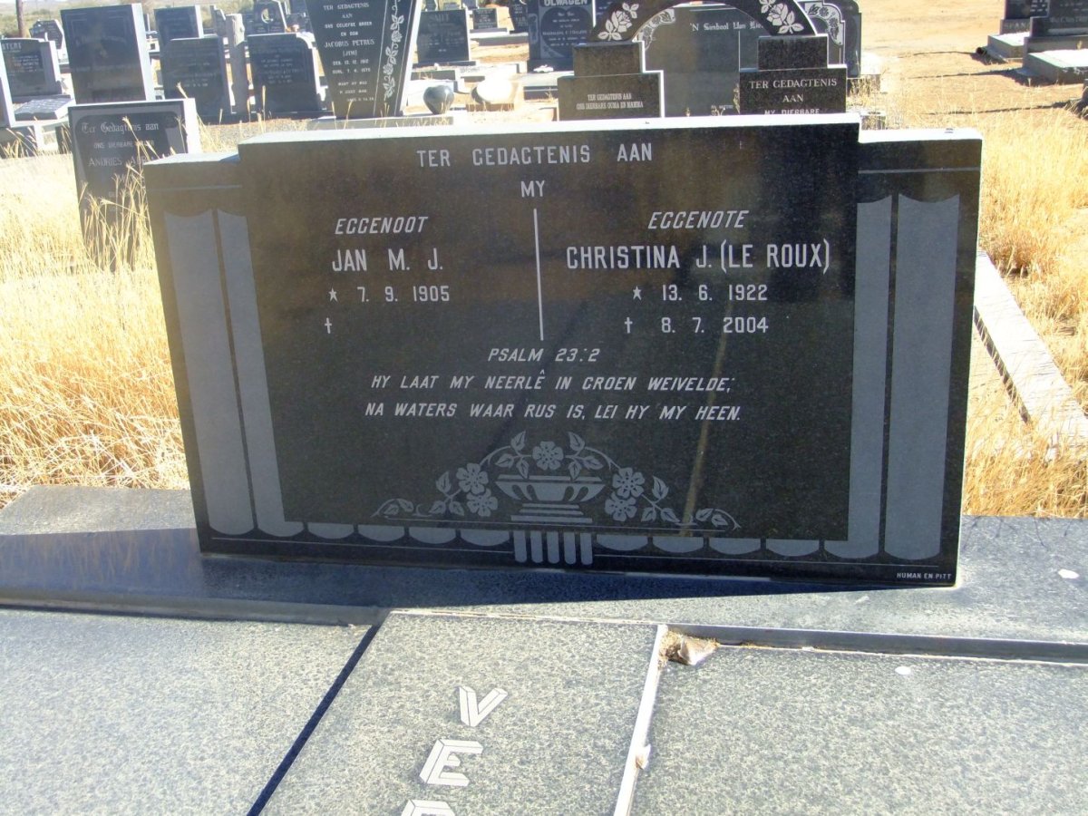 VER? Jan M.J. 1905- & Christina J. LE ROUX 1922-2004