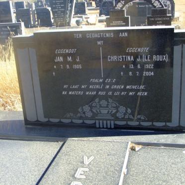 VER? Jan M.J. 1905- &amp; Christina J. LE ROUX 1922-2004
