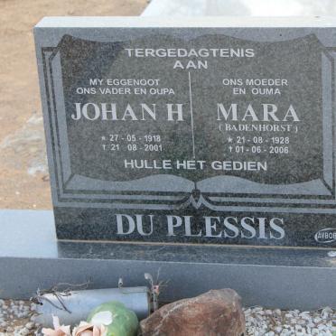 PLESSIS Johan H., du 1918-2001 &amp; Mara BADENHORST 1928-2006