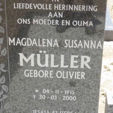 MÜLLER Magdalena Susanna nee OLIVIER 1915-2000
