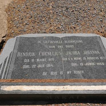 MARAIS Hendrik Cornelius 1875-1964 &amp; Jacoba Johanna V.D. MERWE 1877-1966