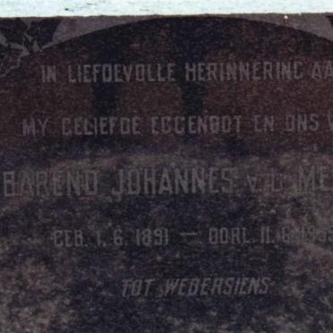 MERWE Barend Johannes, van der 1891-1959