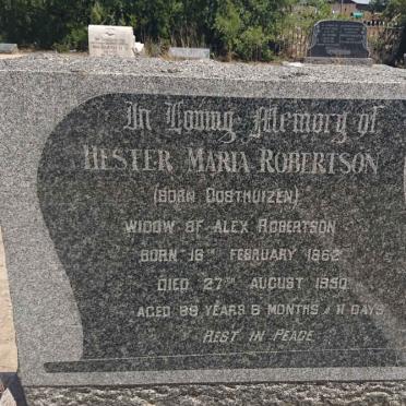 ROBERTSON Hester Maria nee OOSTHUIZEN 1862-1950