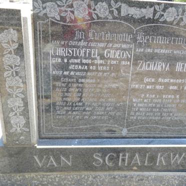 SCHALKWYK Christoffel Gideon, van 1886-1954 &amp; Zacharya Helena BADENHORST 1893-1981