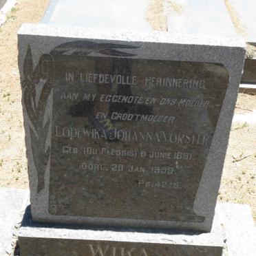VORSTER Lodewika Johanna nee DU PLESSIS 1891-195?