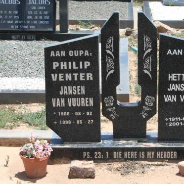 VUUREN Philip, Jansen van 1906-1996 &amp; Hettie 1911-2001