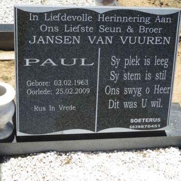 VUUREN Paul, Jansen van 1963-2009