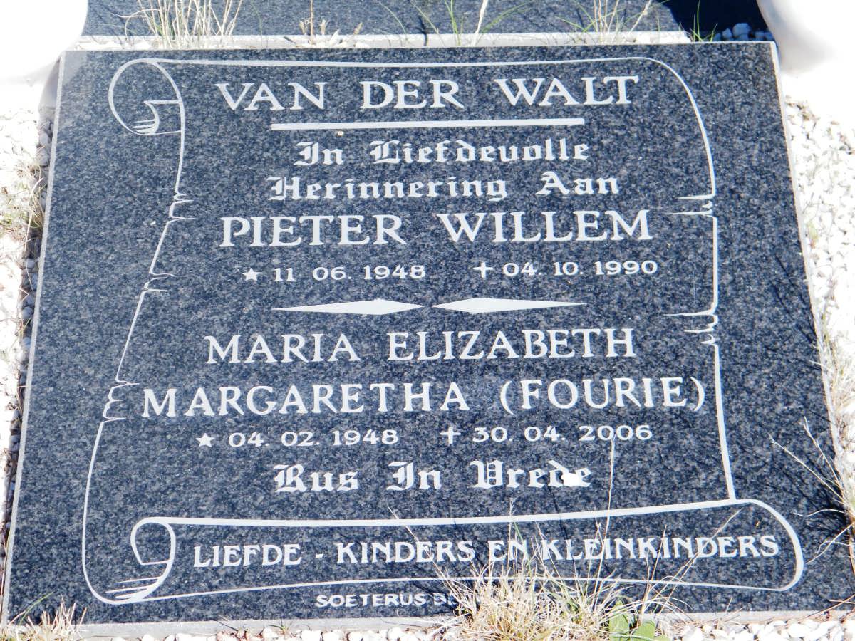 WALT Pieter Willem, van der 1948-1990 &amp; Maria Elizabeth Margaretha FOURIE 1948-2006