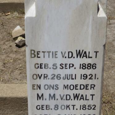 WALT M.M., v.d. 1852-1932 :: V.D. WALT Bettie 1886-1921