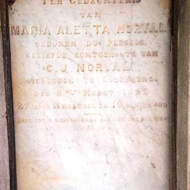 NORVAL Maria Aletta nee DU PLESSIS -1892