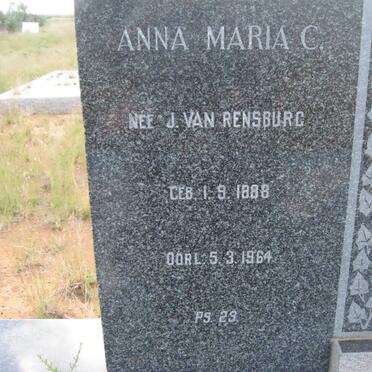 MERWE Anna Maria C.J., van der VAN RENSBURG 1888-1964