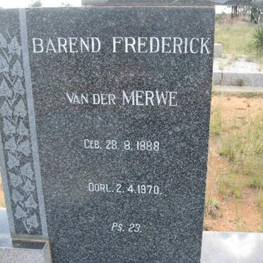 MERWE Barend Frederick, van der 1888-1970