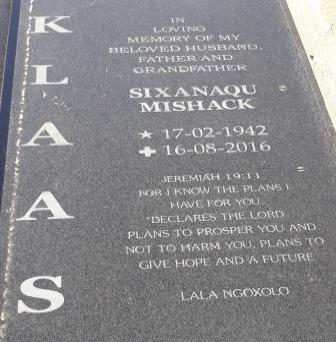 KLAAS Sixanaqu Mishack 1942-2016