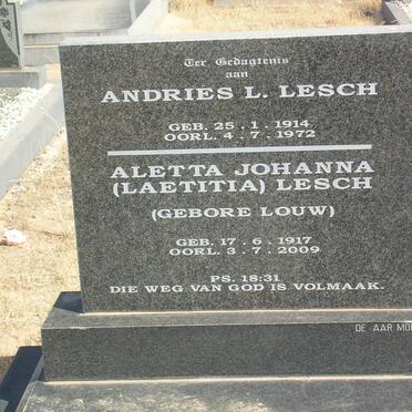 LESCH Aletta Johanna nee LOUW 1917-2009 