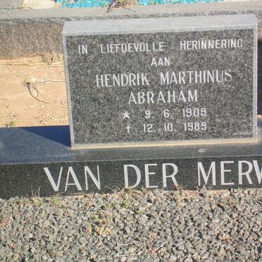 MERWE Hendrik Marthinus Abraham, van der 1909-1989