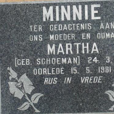 MINNIE Martha nee SCHOEMAN 1896-1981