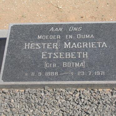 ETSEBETH Hester Magrieta nee BOTMA 1888-1971