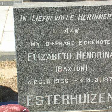 ESTERHUIZEN Elizabeth Hendrina nee BAXTON 1956-1977