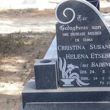 ETSEBETH Christina Susanna Helena nee BADENHORST 1916-1997