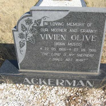 ACKERMAN Vivien Olive nee MUSTO 1906-1986