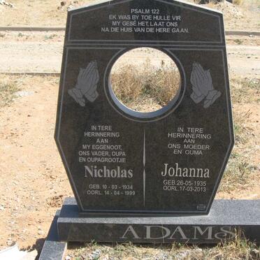 ADAMS Nicholas 1934-1999 &amp; Johanna 1935-2013