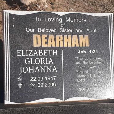 DEARHAM Elizabeth Gloria Johanna 1947-2006