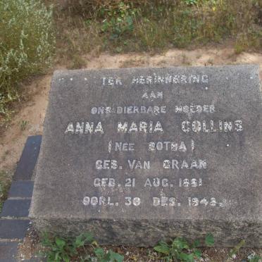 COLLINS Anna Maria, formerly BOTHA, nee VAN GRAAN 1881-1942