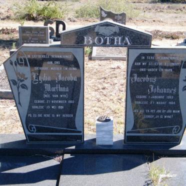 BOTHA Jacobus Johannes 1903-1984 &amp; Lydia Jacoba Marthina VAN WYK 1903-1991