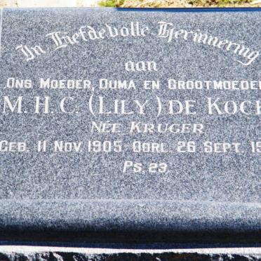 KOCK M.H.C., de nee KRUGER 1905-1986