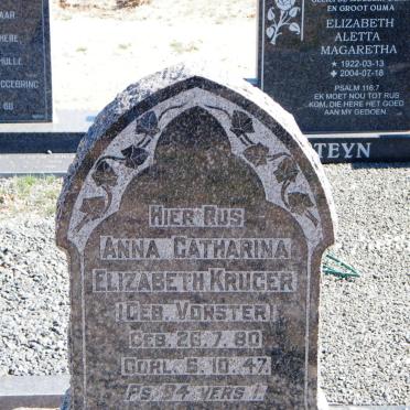 KRUGER Anna Catharina Elizabeth nee VORSTER 1880-1947