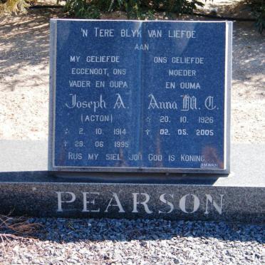 PEARSON Joseph A. 1914-1995 &amp; Anna M.C. 1926-2005