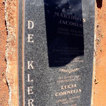 KLERK Ernst Jacobus, de 1975-2010 :: DE KLERK Marthinus Jacobus 1935-2009 & Lucia Cornelia 1950- _2