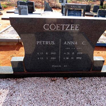 COETZEE Petrus 1910-1989 & Anna C. V.D. BERG 1909-1992