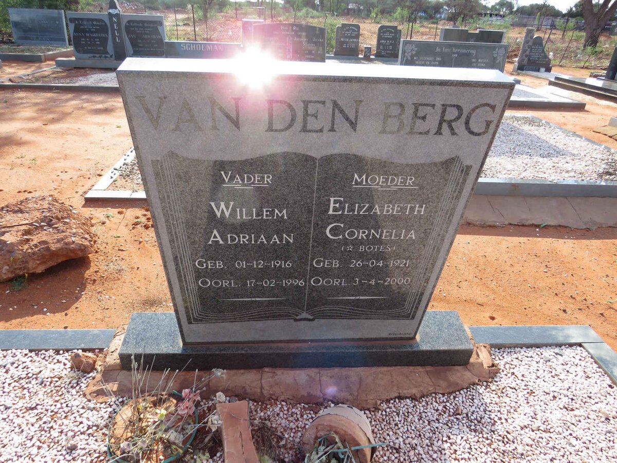 BERG Willem Adriaan, van den 1916-1996 & Elizabeth Cornelia BOTES 1921-2000