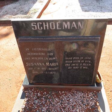 SCHOEMAN Susanna Maria nee RIEKERT 1885-1975