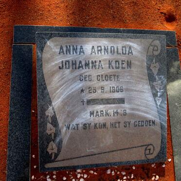KOEN Anna Arnolda Johanna nee CLOETE 1906-