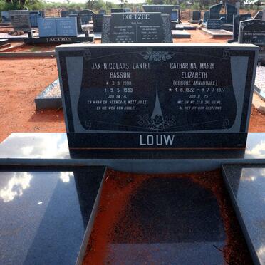 LOUW Jan Nicolaas Daniel Basson 1908-1983 & Catharina Maria Elizabeth ANNANDALE 1922-1977