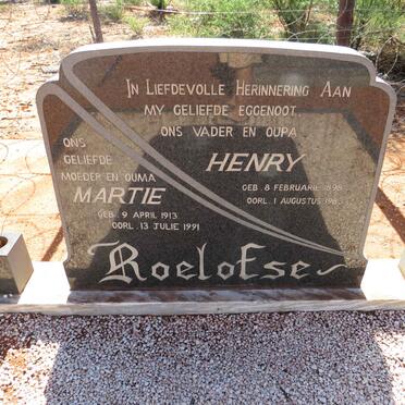 ROELOFSE Henry 1898-1983 & Martie 1913-1991