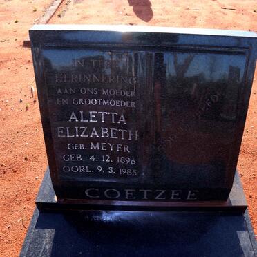 COETZEE Aletta Elizabeth nee MEYER 1896-1985