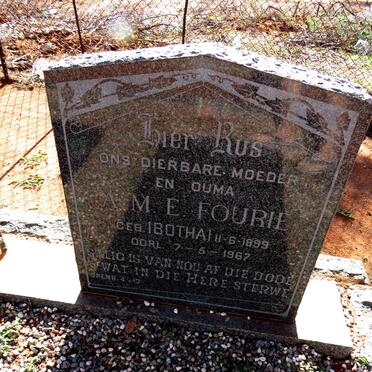 FOURIE A.M.E. nee BOTHA 1899-1967