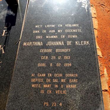KLERK Petrus Willem, de 1920-2004 & Marthina Johanna BOSHOFF 1913-1994 _1