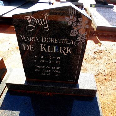 KLERK Maria Dorethea, de 1921-1985