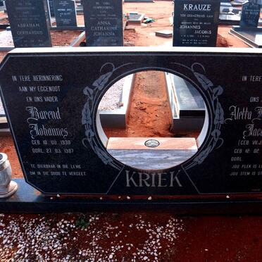 KRIEK Barend Johannes 1930-1987 & Aletta Magdalena Jacoba VILJOEN 1948-