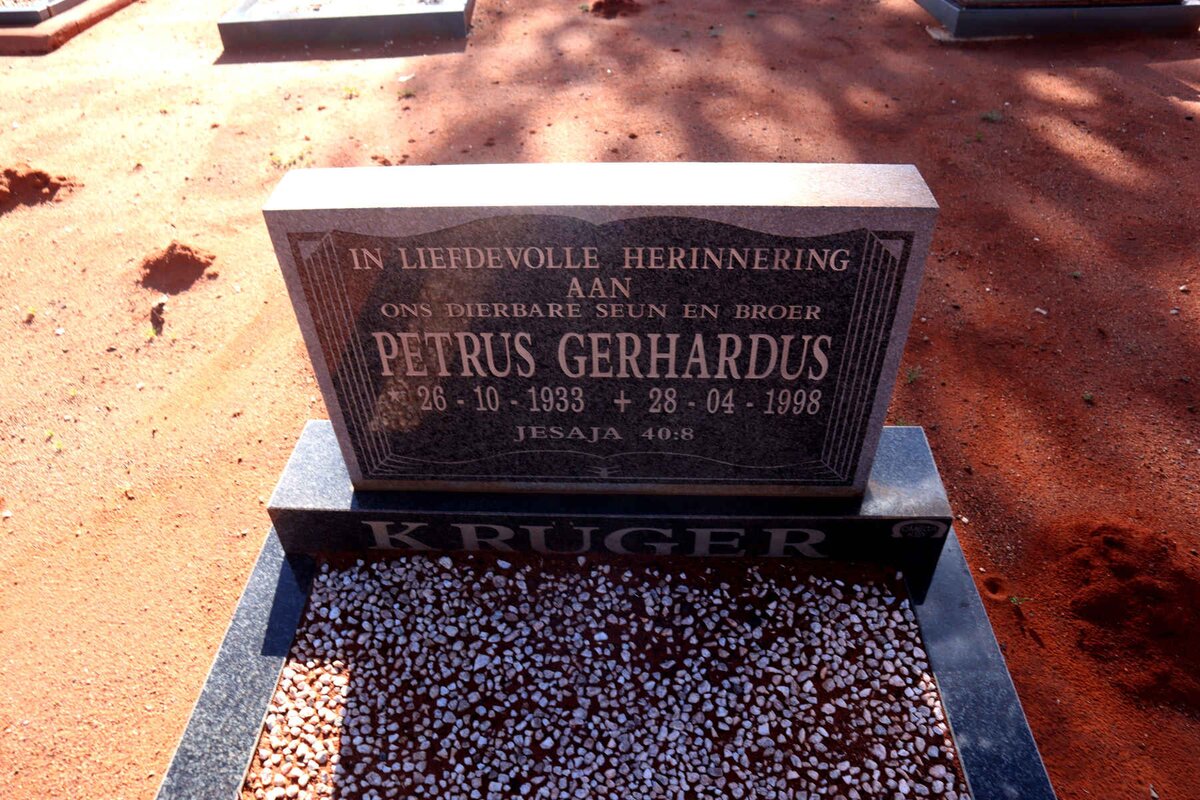 KRUGER Petrus Gerhardus 1933-1998