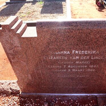 LINDE James Alwyn, van der 1881-1945 & Johanna Frederika Elizabeth MAREE 1882-1960 _1