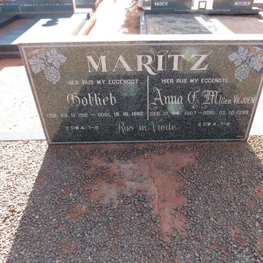 MARITZ Gotlieb 1912-1995 & Anna E.M. VILJOEN 1907-1999