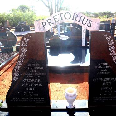 PRETORIUS George Philippus 1945-1985 & Martha Johanna Aletta 1948-1994