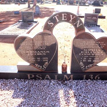 STEYN Hermanus Jacobus 1929-1998 & Sophia Johanna Lodewika KRUGER 1932-2013