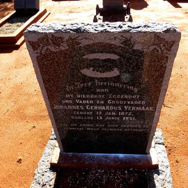 VERMAAK Johannes Gerhardus 1872-1951